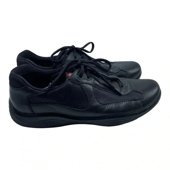 Prada Americas cup black leather mesh sneaker casual shoe size 11 - Picture 3 of 10